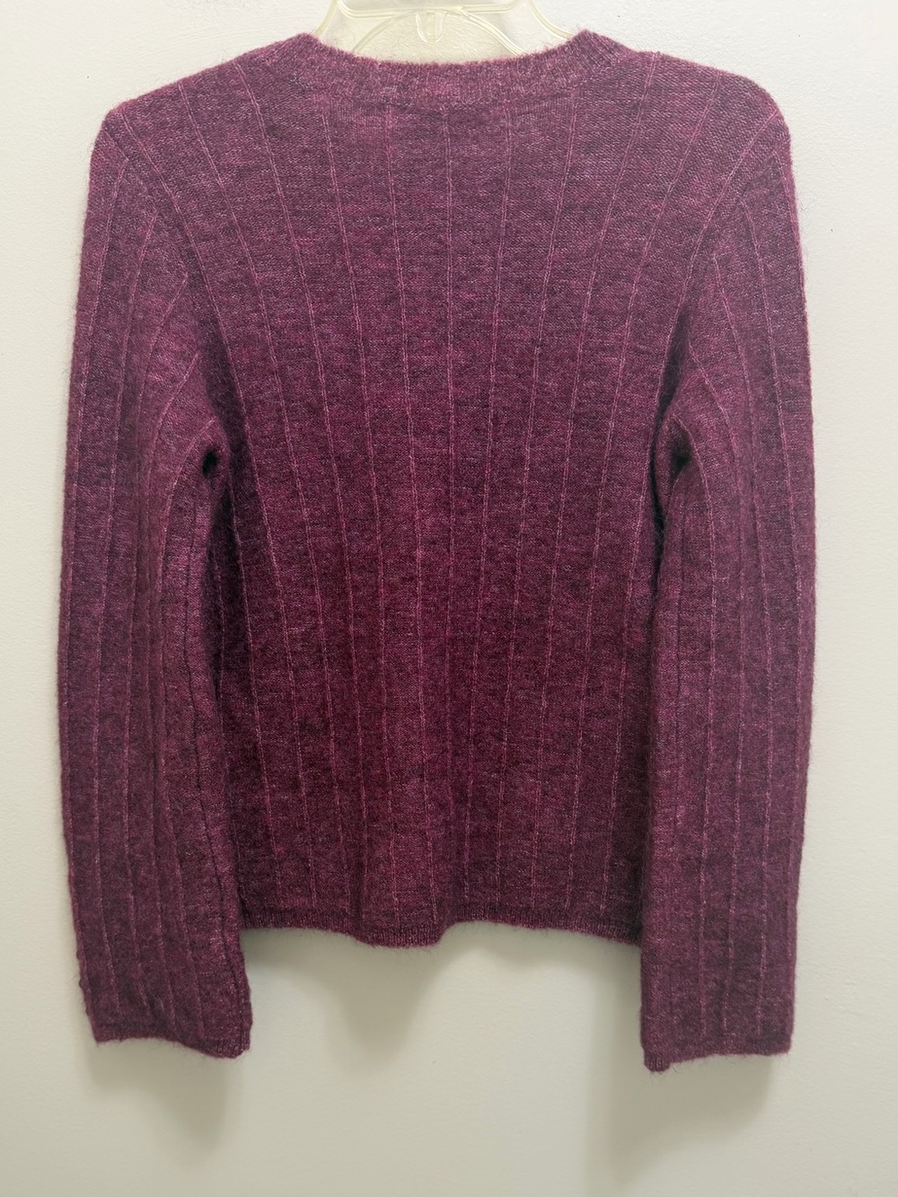 Sezane Joyce Jumper Sweater Merino Wool Mohair Gold Buttons in Grape Purple XS - Picture 5 of 12